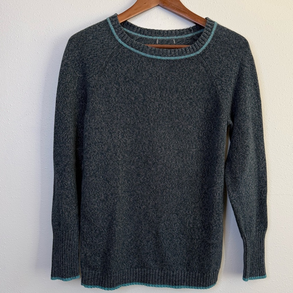 Eddie Bauer Blue Gray Marled Cotton Crewneck Sweater Medium